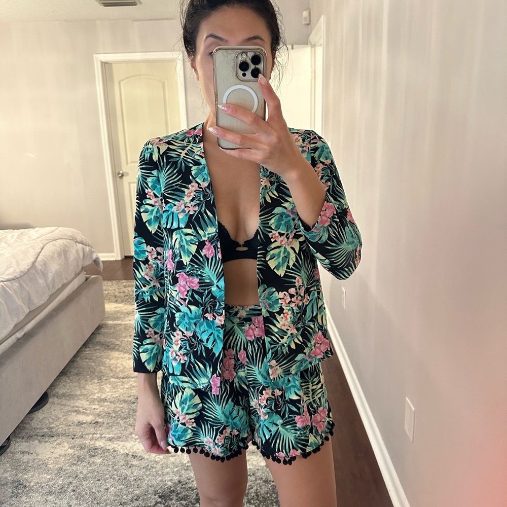 ASOS Floral Print Blazer and Shorts Set